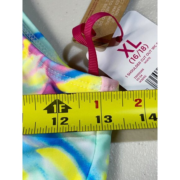 Justice Girls Tie-Dye 1 Shoulder Cut Out Swimsuit XL (16/18) UPF 50+ Swimwear - Picture 5 of 11